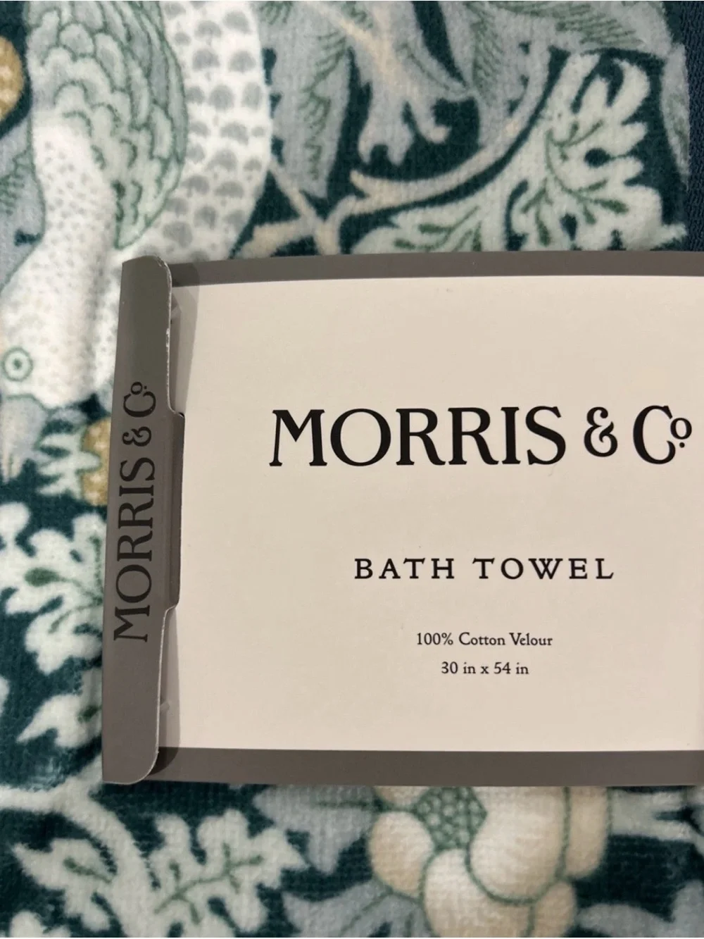 William Morris & Co Velour 4 Pc Set 2 BATH 2 HAND TOWELS Strawberry Thief Teal